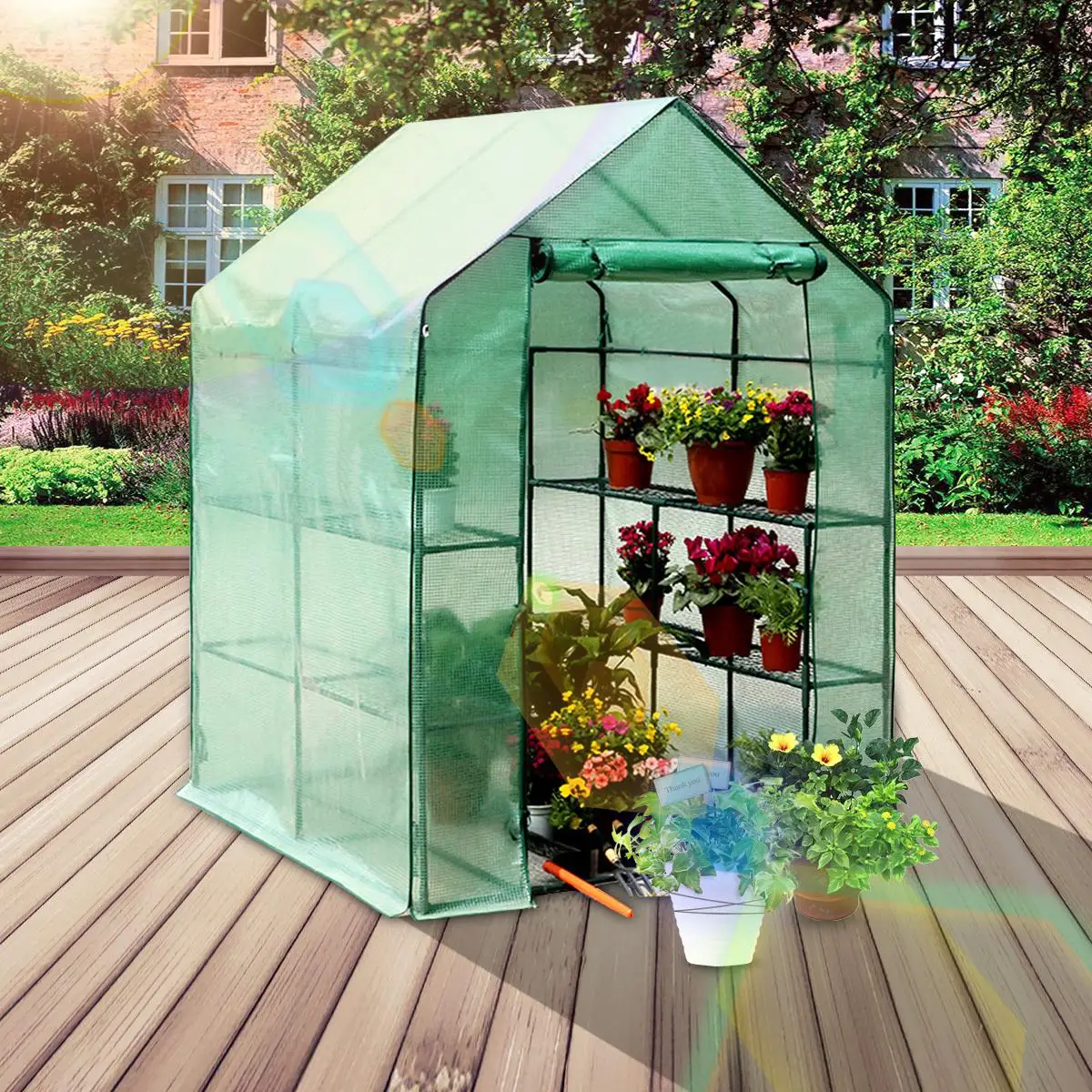 Walk-in 8 shelves Portable PE Planting Vegetables Outdoor Greenhouse Cold-Resistant Backyard Greenhouse