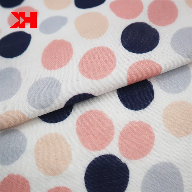 Kahn shaoxing supplier 3d digital custom printed dots organic cotton gauze kids fabric bamboo cotton