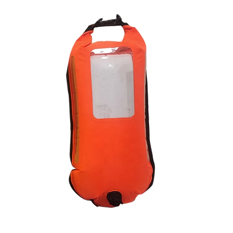 Wholesale Custom Logo waterproof floating Nylon TPU PVC 20L 28L 35L LED swim buoy Inflatable Safety Life air bag for swimming