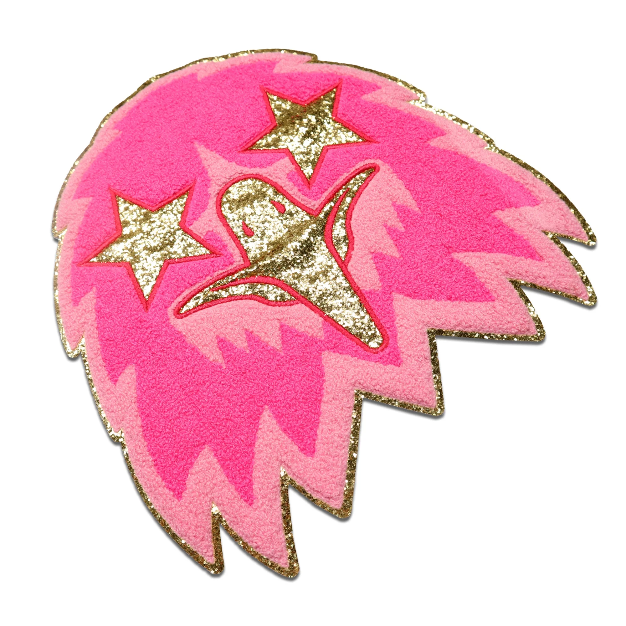 Custom Pink Glitter Iron On Patch Designer Patch Sew On Chenille Embroidery Tiger Patches For Clothing