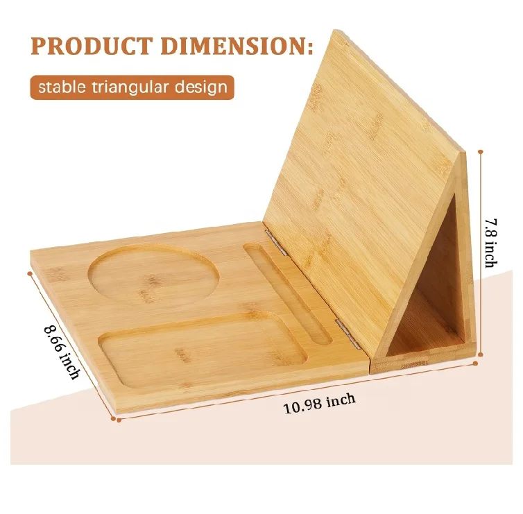 Triangle Book Holder Stand Foldable Bookmark Solid Wood Book Rest Page Holders