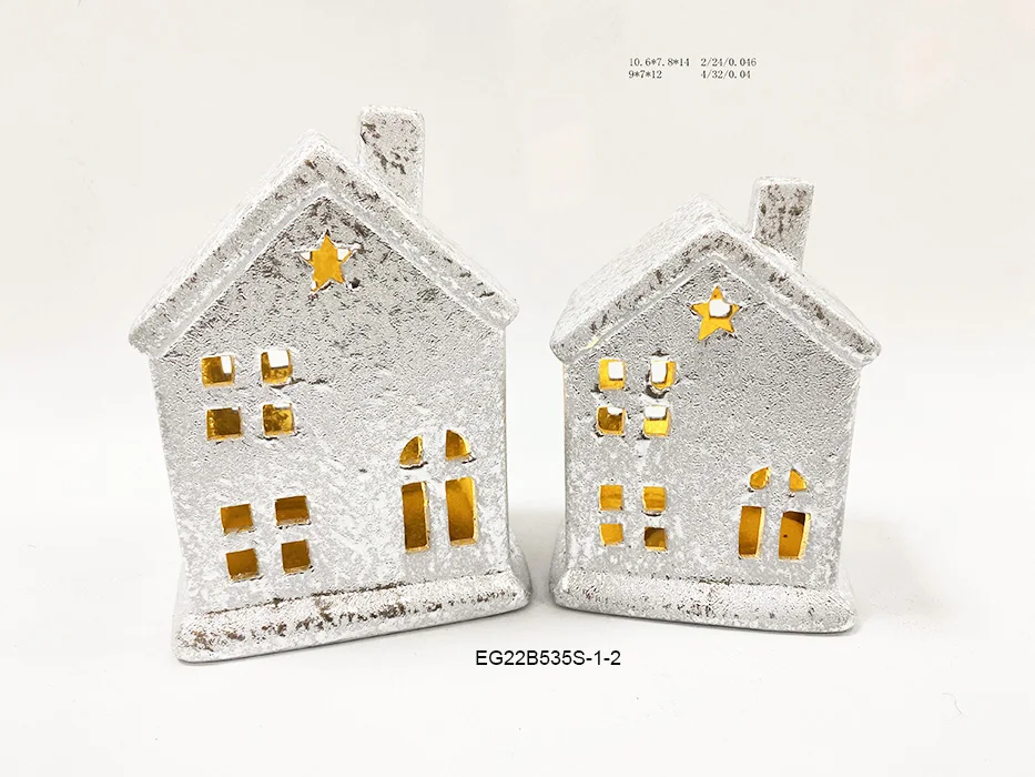 Christmas Custom Small White Ceramic Angel With LED Light Christmas Ceramic Home Decoration