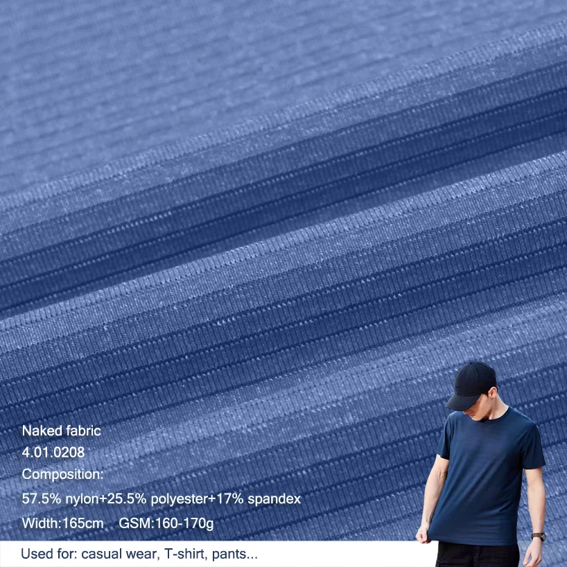 Hot Selling Wholesaler In Stock 57.5% Nylon 25.5% Polyester 17% Spandex Sports Fabric For Quick Drying For T-shirt Tops Fabric