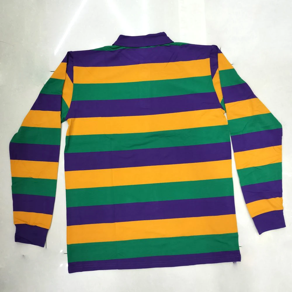 Can Arrange Fast Shipping Striped Mardi Gras Men Women Polo Shirt Fashion Mardi Gras Outfit