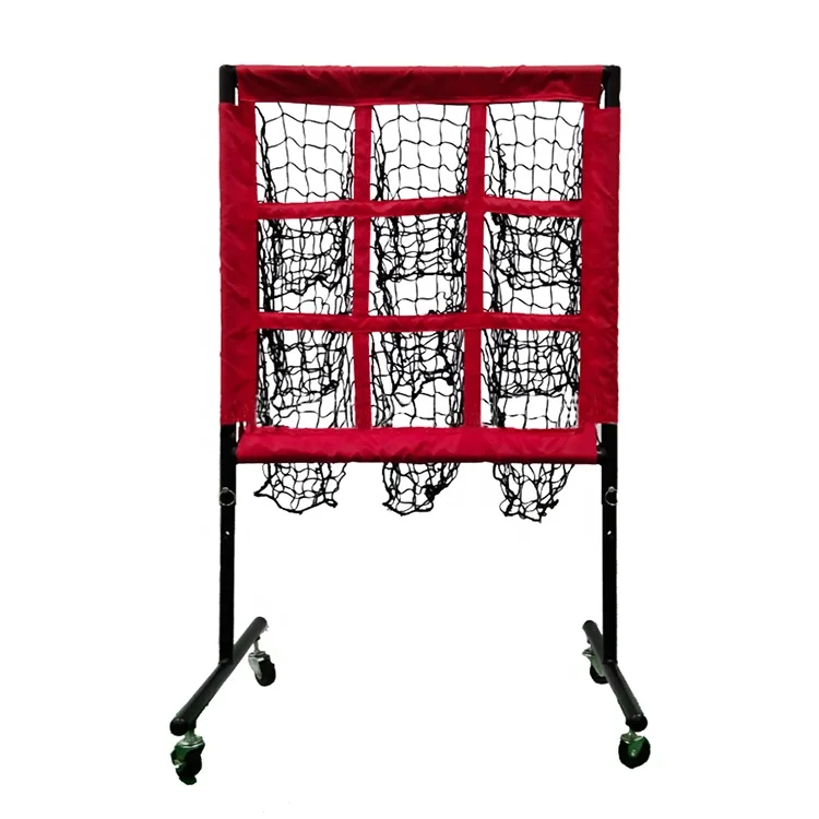 Height Adjustable Mobile With Wheel Hitting Batting 9-Hole Baseball And Softball Practice Net