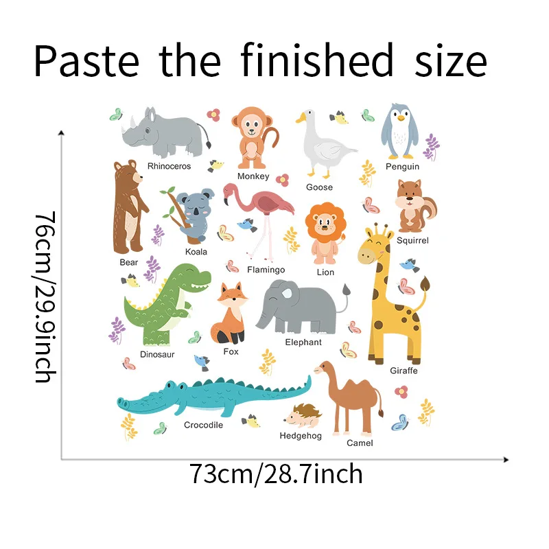 Cartoon Animal Combination Wall Sticker English 26 Alphabet Decals Living Room Decorative Wallpaper