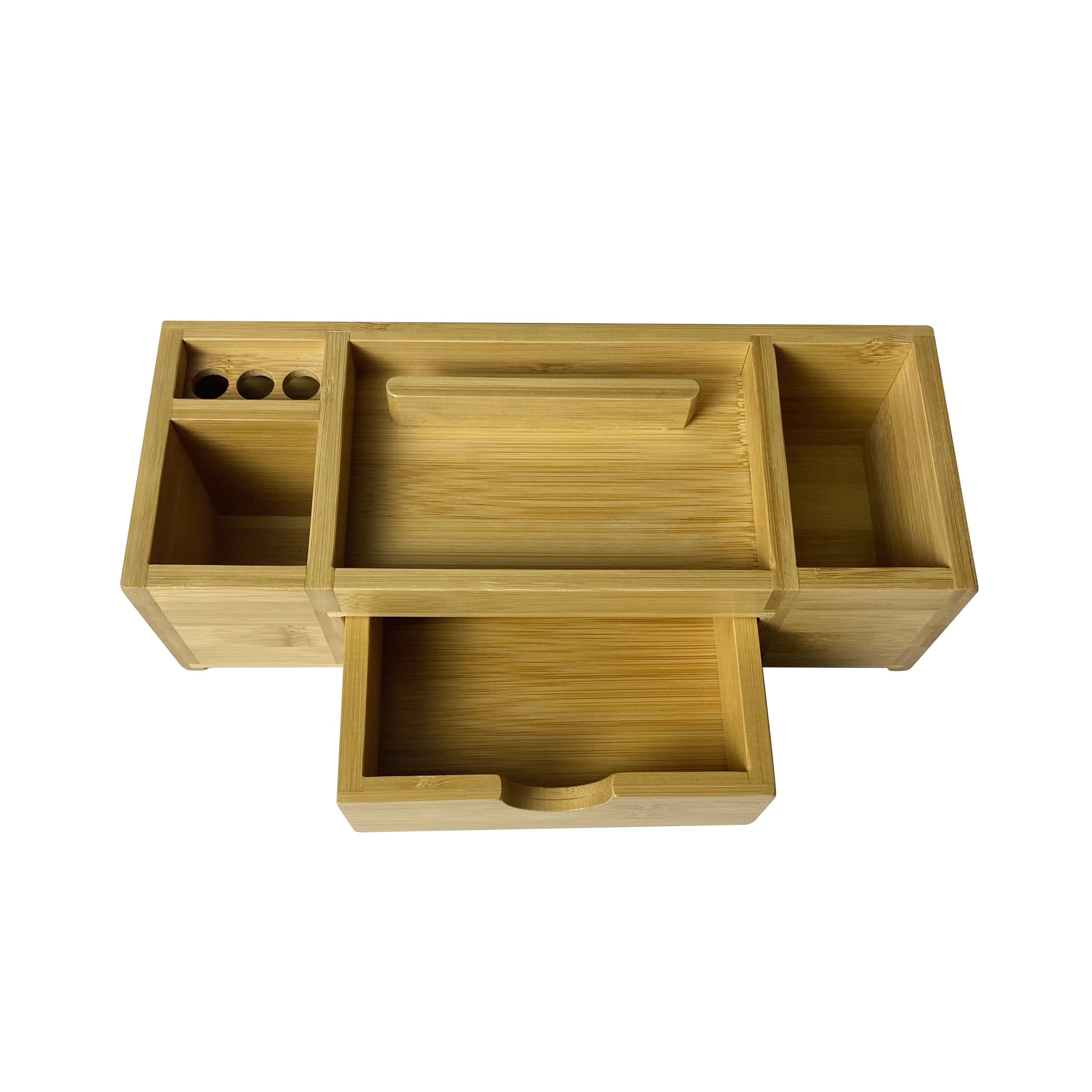 Bamboo Desk Organizer with Drawers for Home, Office Table Top Shelf Desktop Organizer