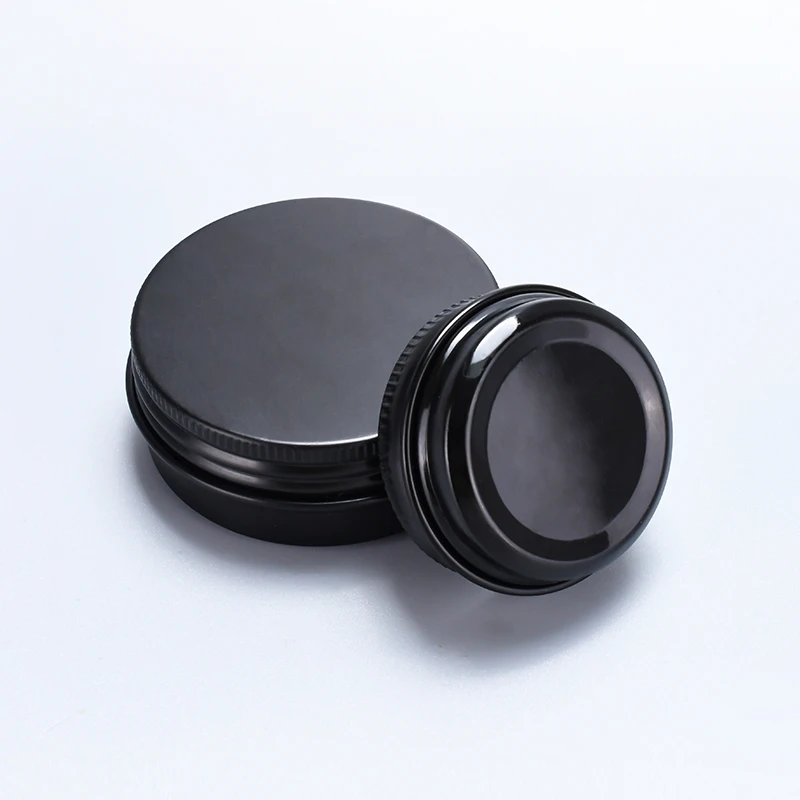 1oz 3oz Screw Top Aluminum Tin Jar Metal Storage Spices Candies Packaging Cosmetic Lip Balm Containers with Black Screw Lid