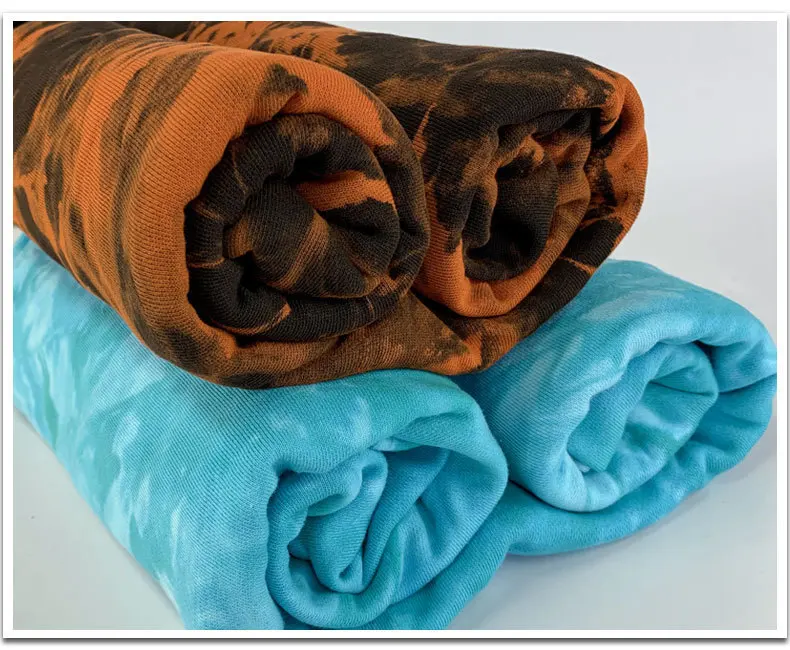 Newest bamboo fabric wholesale tie-dye printing bamboo fabrication thick 100% cotton fabric french terry fabric for t shirt