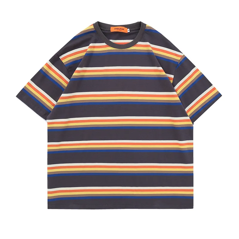 Summer 2022 new striped loose T-shirt round neck pullover casual short sleeve wholesaler