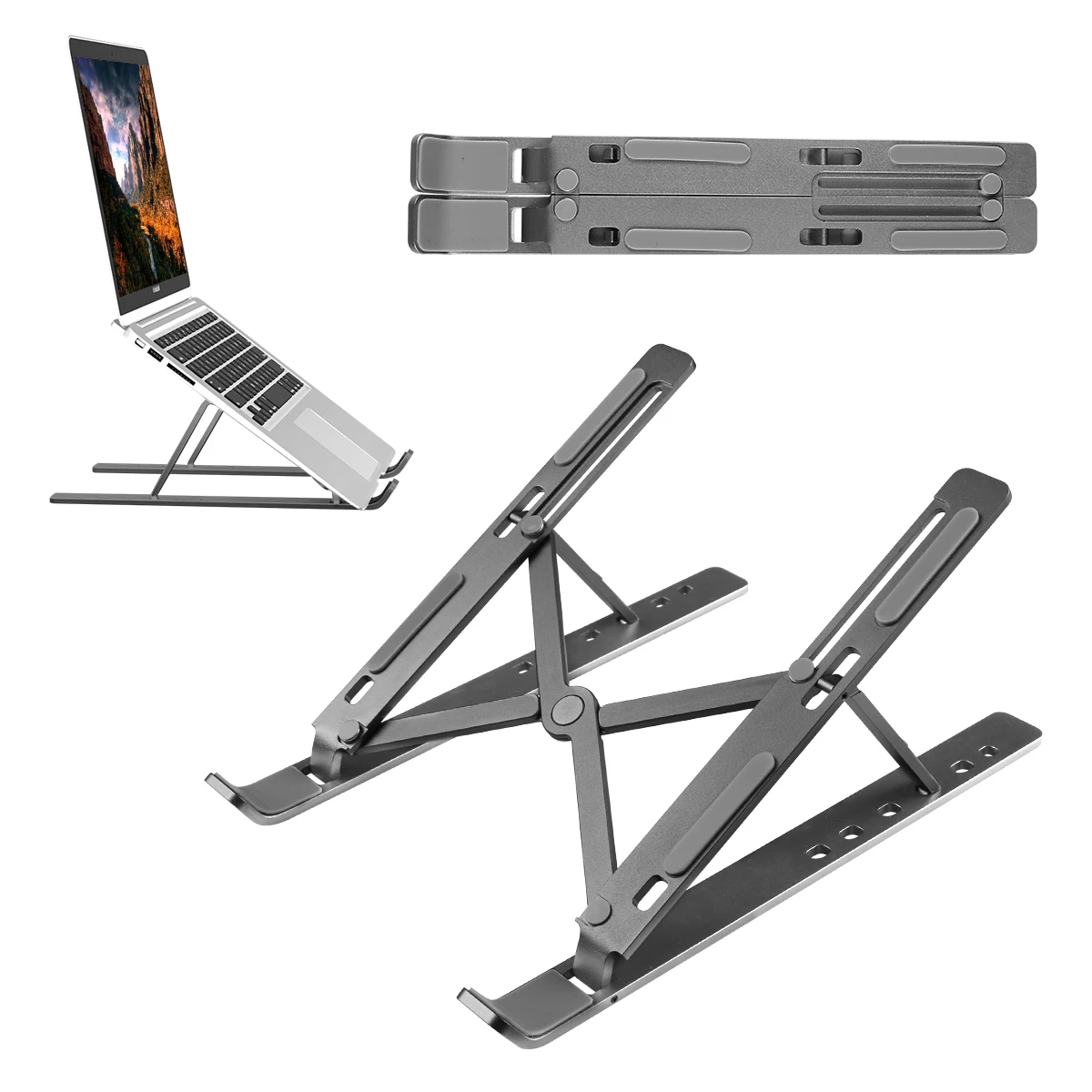 Wholesale Black Aluminum Compatible Laptop Size Rubber Protection Foldable Laptop Stand free stand