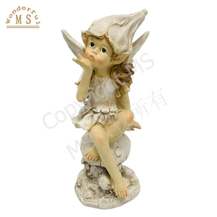 Новая 3D рельефная статуя «Сидящая сказочная статуя», статуя из смолы, ремесло, внутреннее украшение дома, подарок, газон, украшение дома, патио, сад