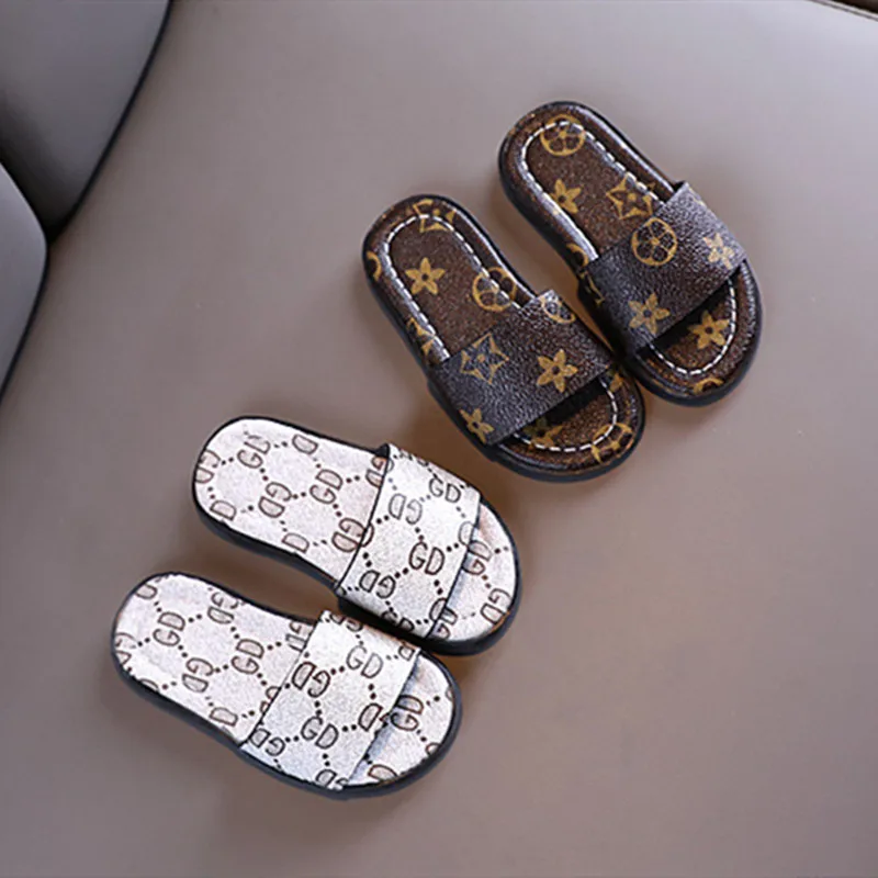 Hao Baby 2022 Korean Summer Kid Alphabet Non-Slip Open-Toed Outerwear Soft Children Sole Flip Flops Slippers