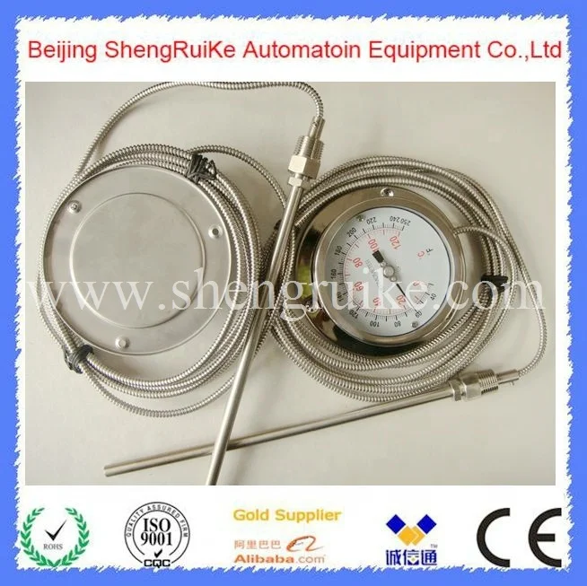 Remote reading stainless steel capillary thermometer