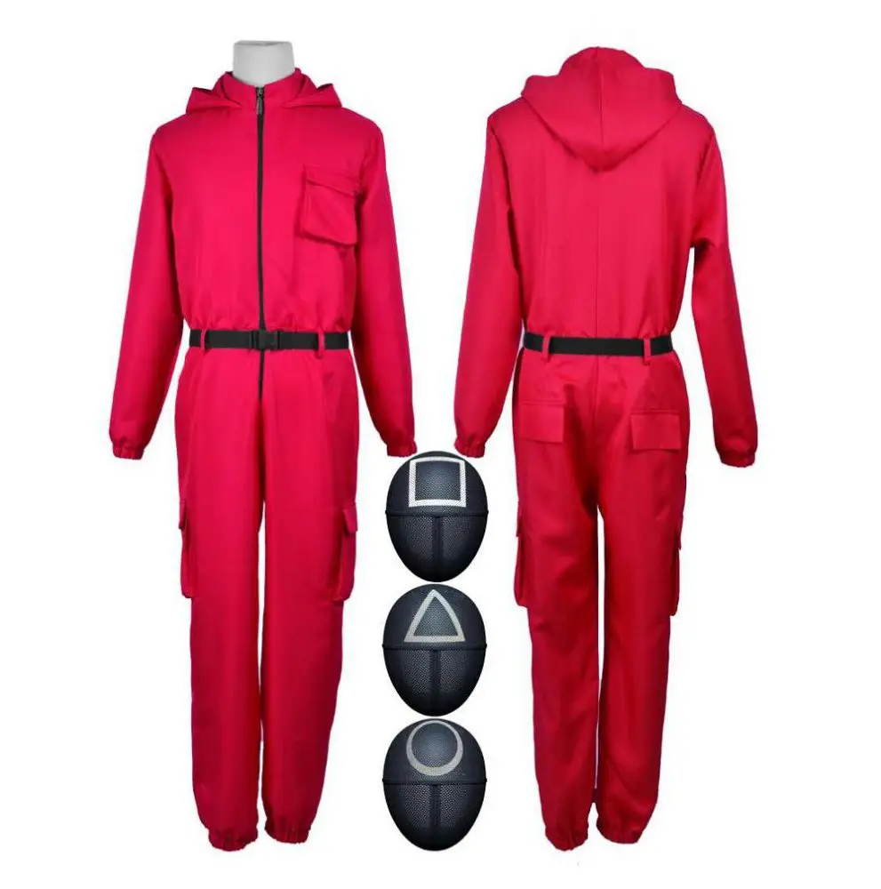 Cr411 kids and adult new workers staff solider guard cosplay customs the squid game red costume full outfit