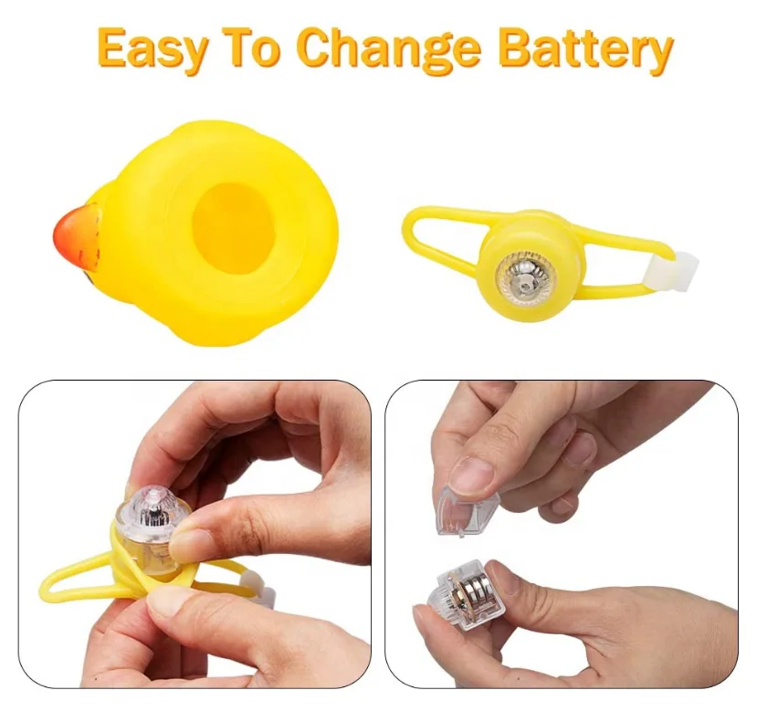 
Rubber Yellow Bike Duck Toy Car Dashboard Ornaments Decorations Squeeze Duck Bicycle Air Horn Light with Helmet and Rubber Band 