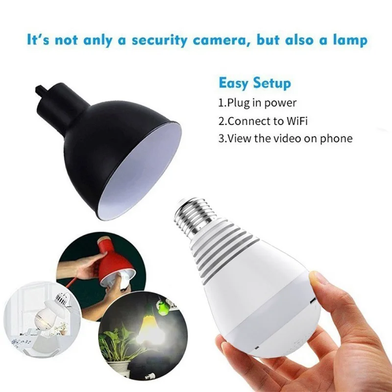 Smart Bulb Security Camera 1080P Night Vision FHD 360 Panoramic Motion Sensor Led Lamp V380 IP WIFI Camera