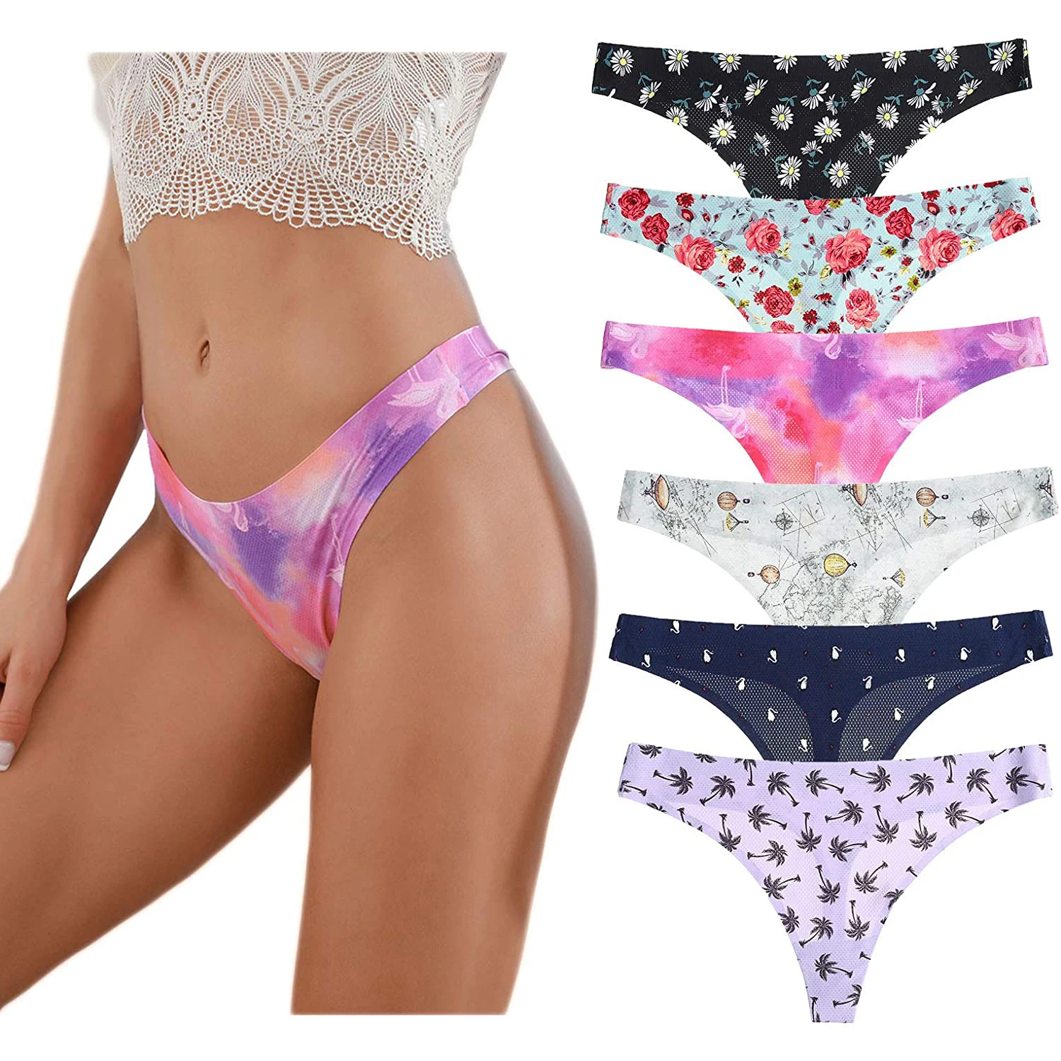 Cheeky Panties T-Back Hollow Out Hipster Seamless Thongs for Women No Show Sexy Underwear