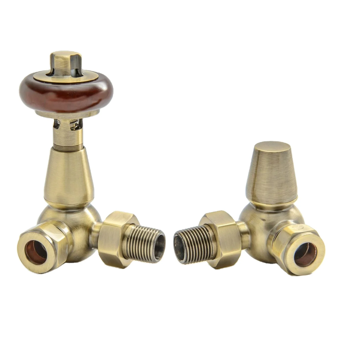 HOPERADS Traditional TRV Corner Antique Brass Thermostatic Radiator Valves
