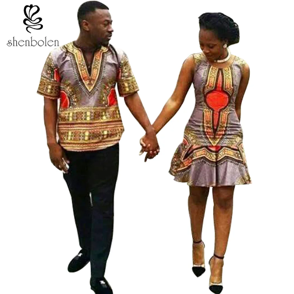 Hot selling african fabric wax dashiki dress men top family matching clothing men and women combination OEM vendor t-shirt men