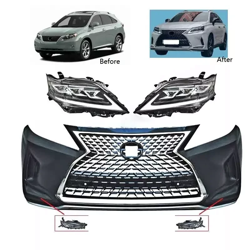 Archaic Car Body Kit Grille With Fog Lights For Lexus Rx Rx350 Rx450 Rx270 2009-2015 Upgrade To 2019-2021 Exterior Accessories