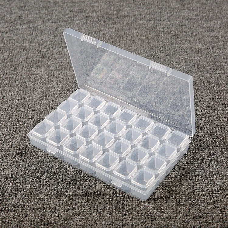 Rectangle Spot 28 Grid Flip Transparent Plastic Box Diamond Painting Storage Box