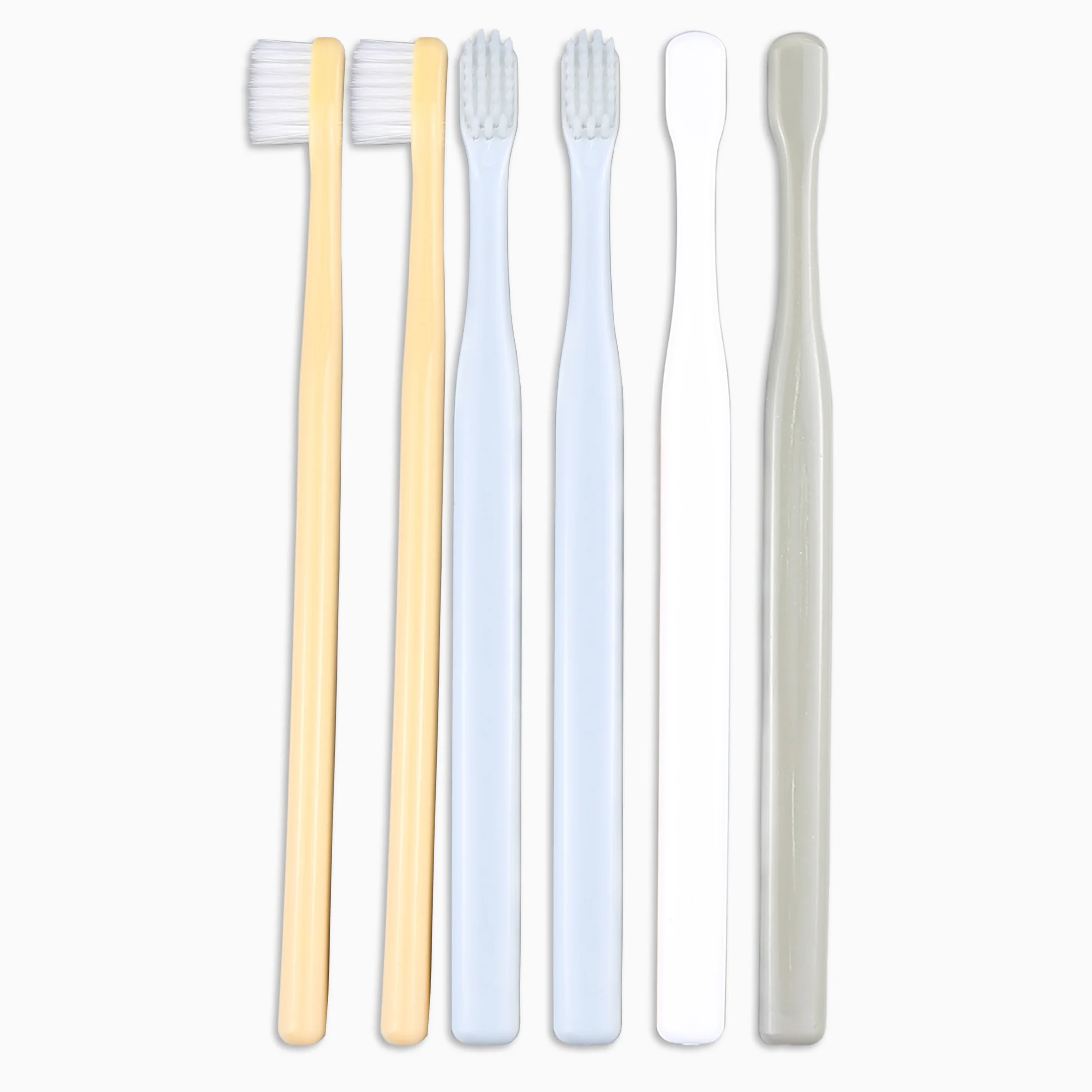 popular design small head toothbrush with super soft bristles in PVC transparent box package.