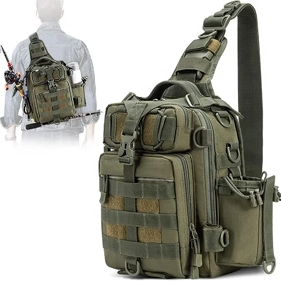 YOUK Camo PVC Fishing Backpack with Waterproof Rod Holder for Travel Gear Lure Bag and Tackle Box for Camping Hiking
