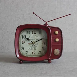 Винтажные ТВ форма настольных часов пользовательские сигналы тревоги железные часы настольные лампы с
