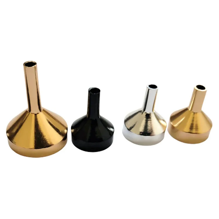 wholesale Cosmetic Small Aluminum perfume refilling funnel gold silver black color aluminum metal perfume funnel