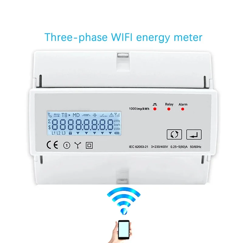Phase Angle Three-Phase Multifunction Energy Meter Relay Remote Control Tuya WIFI Watt-Hour Meter