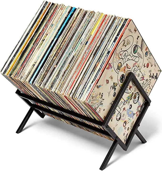 Custom Metal Frame Black Vinyl Record Storage Holder Colored Vinyl Record Store Display Stand