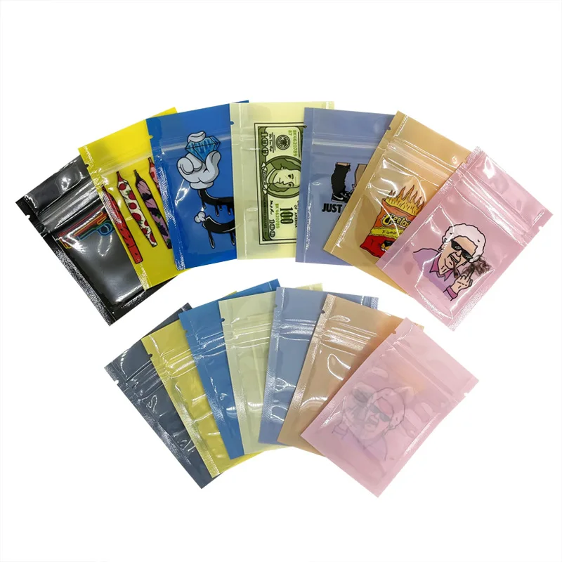 Customizable Clear Window Resealable Ziplock Plastic Small Cookie Pouch Smell Proof Gummy 1G Mylar Bags