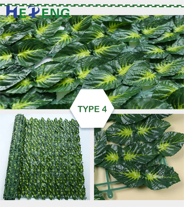 Artificial Grass Flower Leaf and Plant Wall Privacy Plastic Green Leaves Fence for Shrubs and Other Outdoor Plants