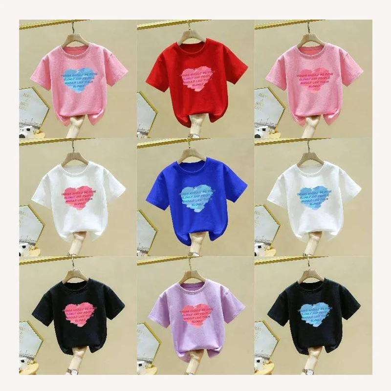 Custom made printing logo short shirts 100% cotton baby girl t shirt
