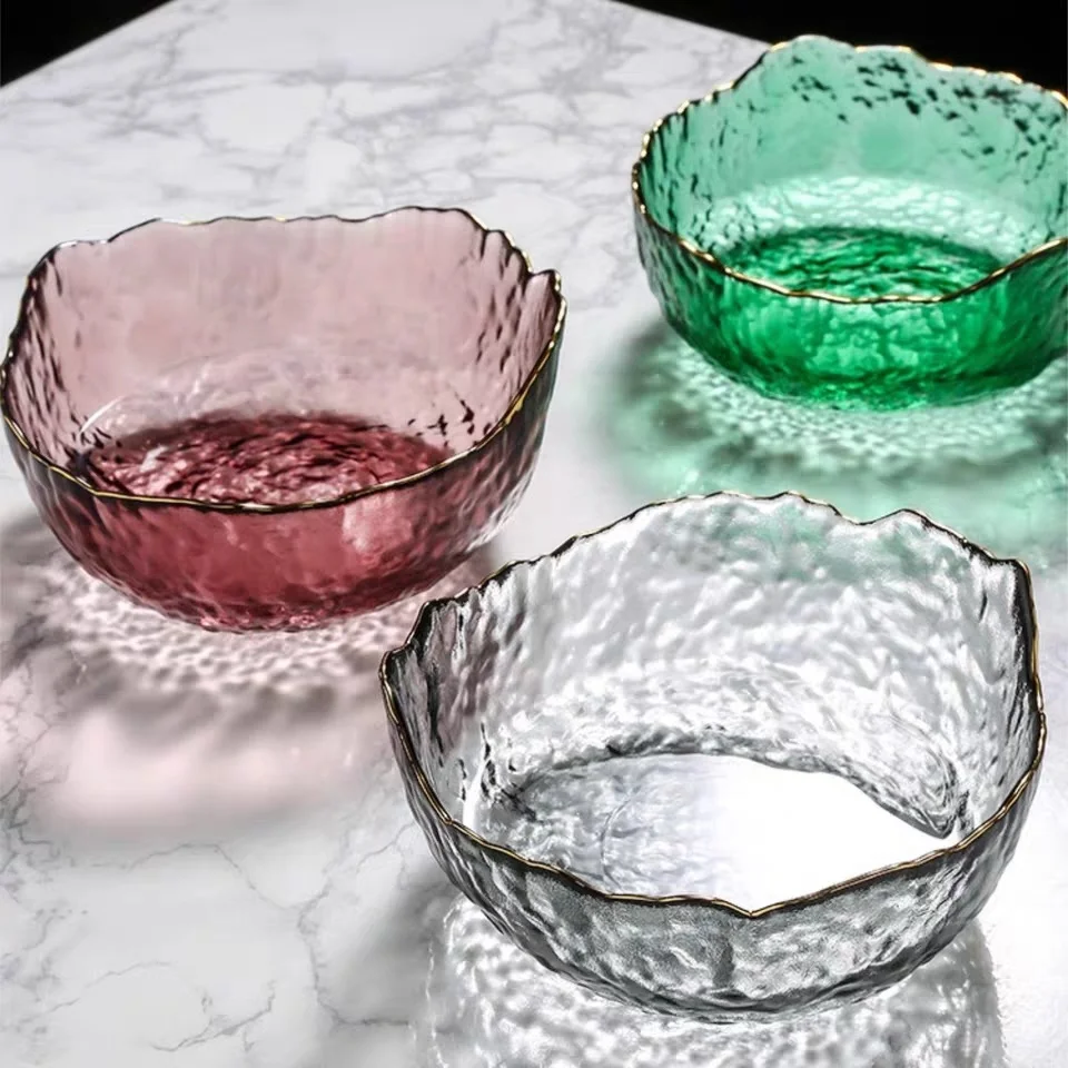 
Modern elegant style safe clear glass mixing bowl multi-purpose dessert bowl crystal salad bowl 