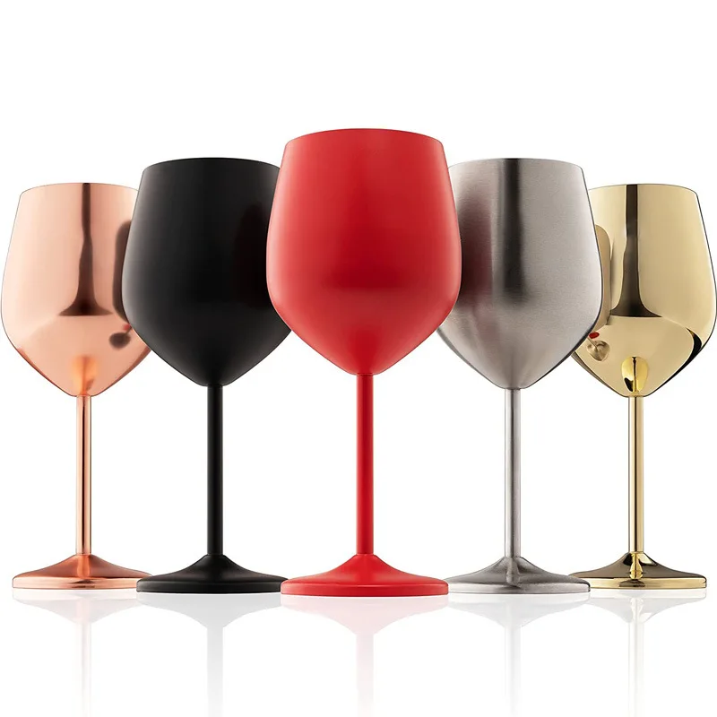 Litex Customized Color Disposable Metal Aluminum Glass Drinking Wine Goblet Cup 500ml Recycle Aluminum Red Wine Glasses