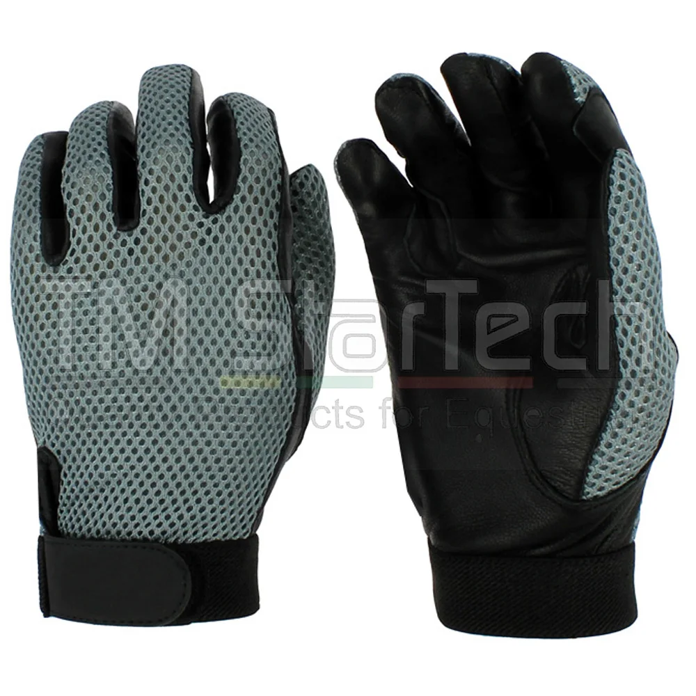
Horse Riding Gloves Back Mesh Fabric Palm Sheep Leather 