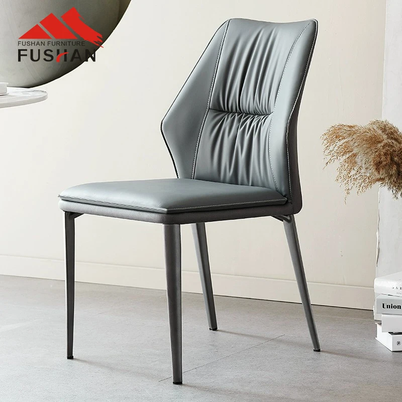 Nordic hotel restaurant dining chair metal frame pu cushion faux leather dining chairs for dining room