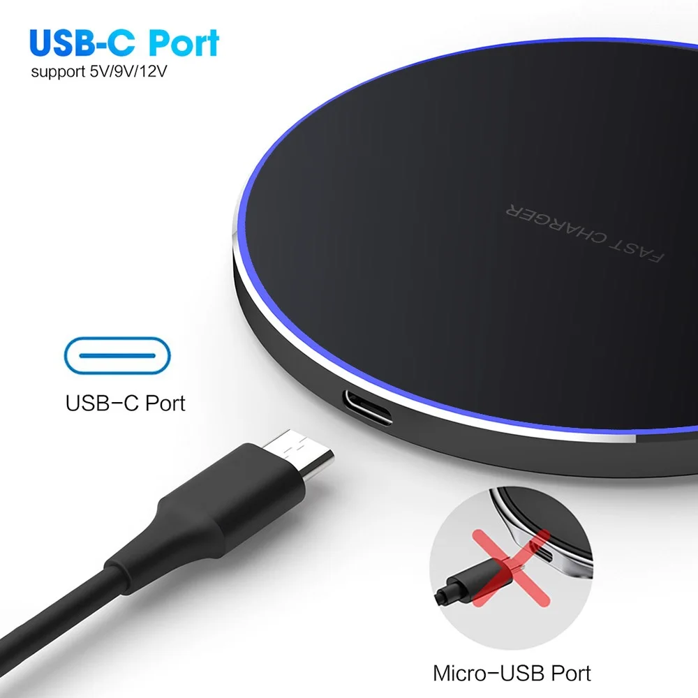 Inalambrico Cargador Tipo C Fast Qi Wireless Charger Pad for iPhone Samsung Xiaomi Wireless Charging Stand