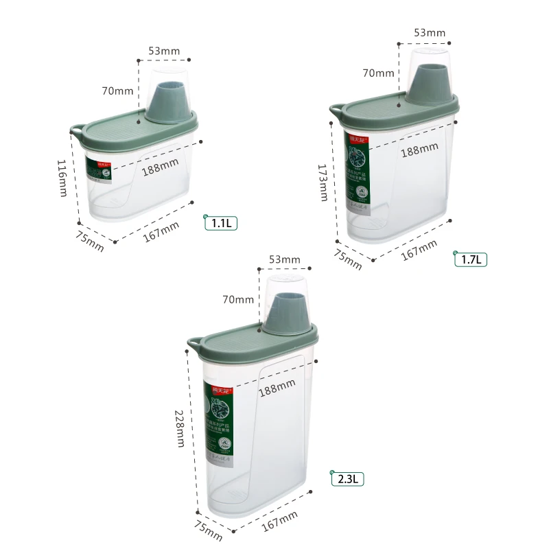 Factory Manufacturer Silicone Airtight Plastic Tin Pet Cat Dog Food Pet Feed Container With Measuring Cup