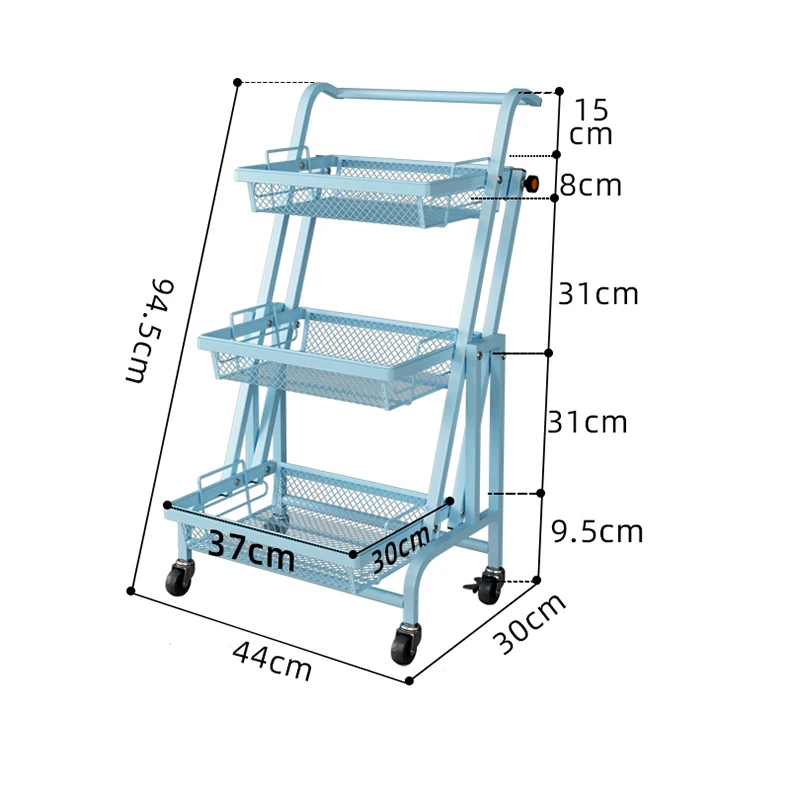 High Quality 3-Tier Kitchen Furniture Rolling Storage Rack with kitchen trolley