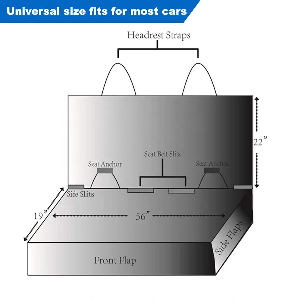 Waterproof Bench Car Seat Cover Protector Nonslip Pet Car Seat Cover for Dogs with Universal Size Fits for Cars Trucks SUVs