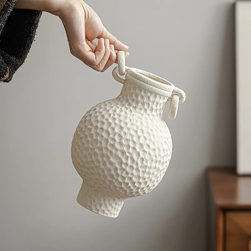 Dual-Ear Handle Ancient Greek Vase Style Indoor Ceramic Pots for Plants Home Decor Ornament Centerpieces Ceramic Flower Vase