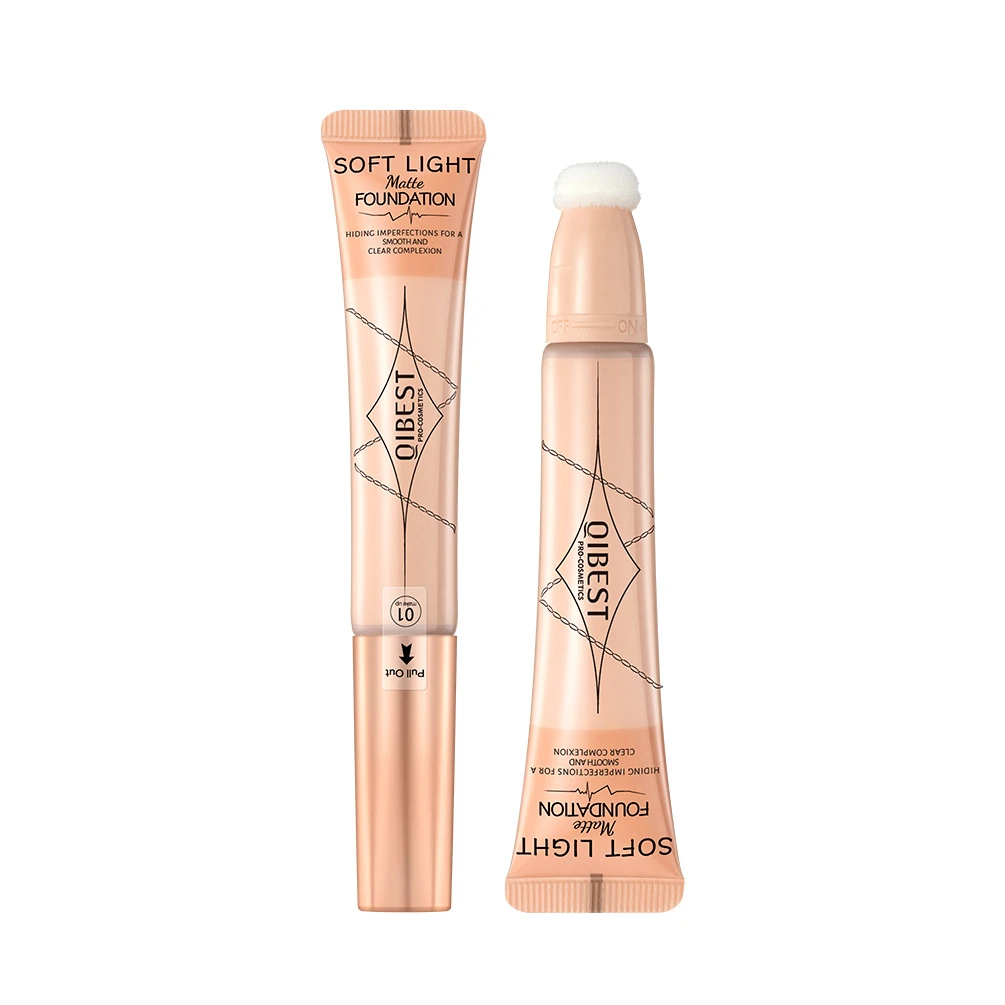New Style Makeup Long Lasting Pores Concealer Brighten Skin Soft Light Matte Liquid Foundation With Cotton Head