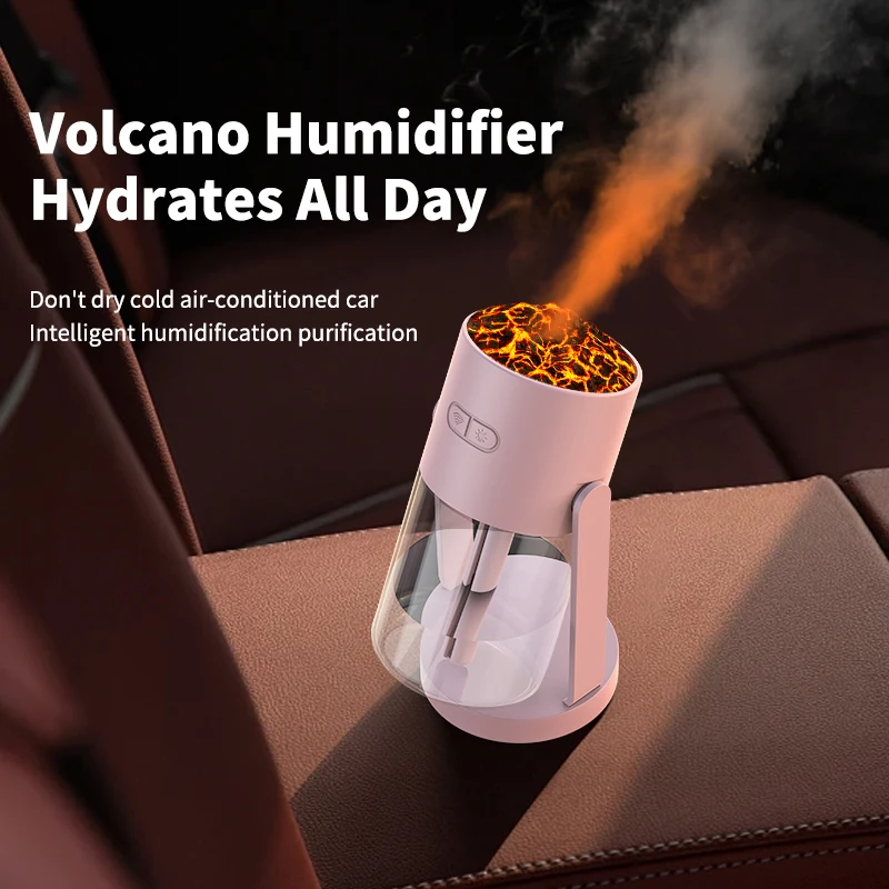 280ml New Adjustable rotating portable humidifier rotate Ultrasonic Mini USB Volcano Flame humidifiers with colorful light