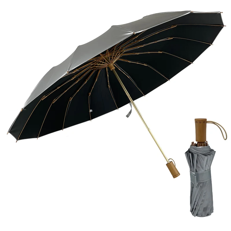 New buy bulk wooden handle designer paraguas customised compact rain automatic windproof 3 folding umbrella with logo