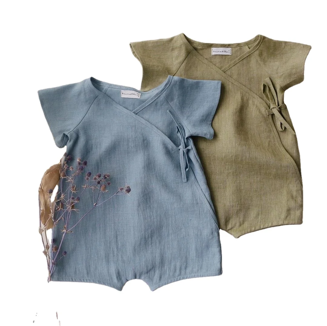 HIPPO KIDS Infant Baby Clothes Linen and Cotton Romper Summer clothes