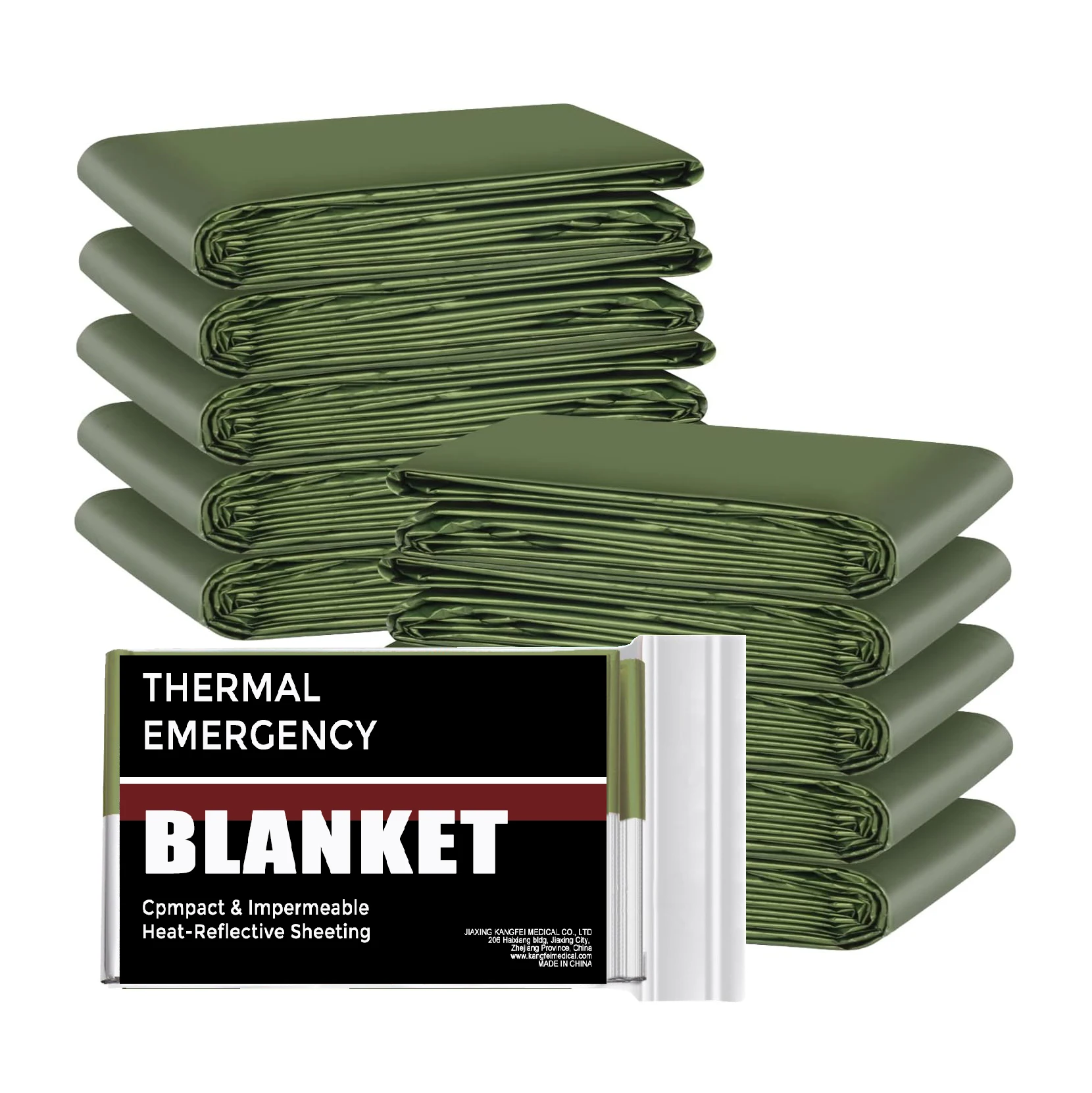 90% Heat Retention NASA foil mylar thermal army green emergency blanket 1.6*2.1