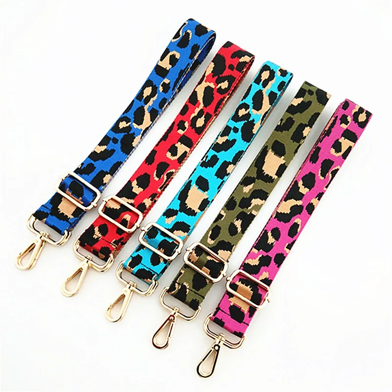 Fashion 3.8 cm Width Leopard Printing Designs Adjustable Crossbody Shoulder Straps Detachable Purse Bag Straps with Hook